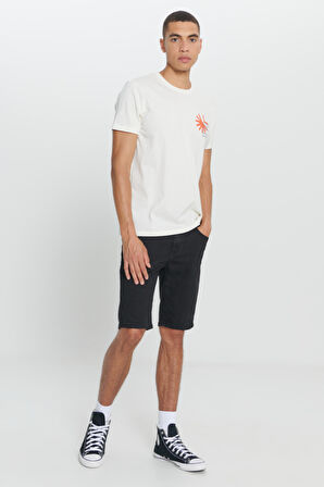 Standart Fit Normal Kesim %100 Pamuk Baskılı Bisiklet Yaka Tişört