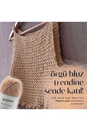 Baby Cotton El Örgü İpi 100gr Oeko-Tex Sertifika Pamuk İpi, Bebek Yelek ve Punch İpi 4'lü Set