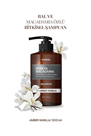 Kırılma Karşıtı, Besleyici Şampuan Kundal Honey & Macadamia Nature Shampoo 500ml (Amber Vanilla)