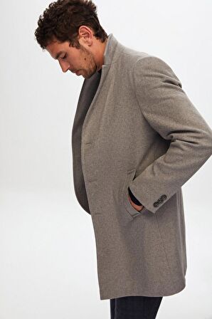 Regular Fit Gri Kaşe Kaban 5HF08ORT10000