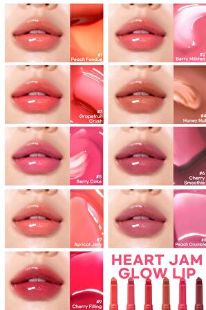 Yoğun Nemlendirici, Parlak Bitişli Balm Peripera Heart Jam Glow Lip (8 Peach Crumble)(Lucky Lottery)