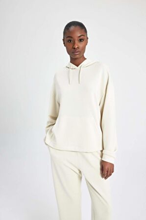 DeFactoFit Oversize Geniş Kalıp Modal Kapüşonlu Kanguru Cepli Sporcu Sweatshirt B5206AX24SPER218