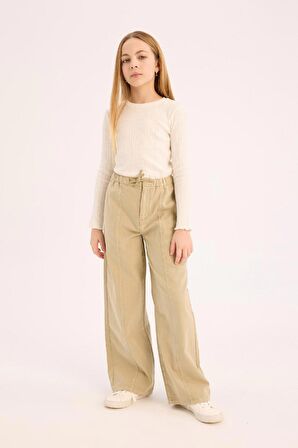 Kız Çocuk Wide Leg Geniş Paça Pamuklu Pantolon