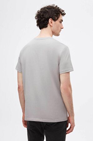Ds Damat Slim Fit Gri V Yaka %100 Pamuk T-Shirt 4HC141996755M