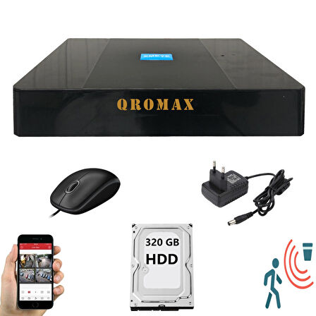 4 Kanal Dvr Kayıt Cihazı 320GB HDD 1080P 5MP H265+ Kolay Cepten Izle Sabit Ip Istemez Xmeye 