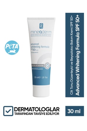 Mineaderm Advanced Whitening Formula Tüm Cilt Tipleri İçin Su Bazlı Yağsız SPF50+ Nemlendirici Yüz Bakım Kremi 30 ml