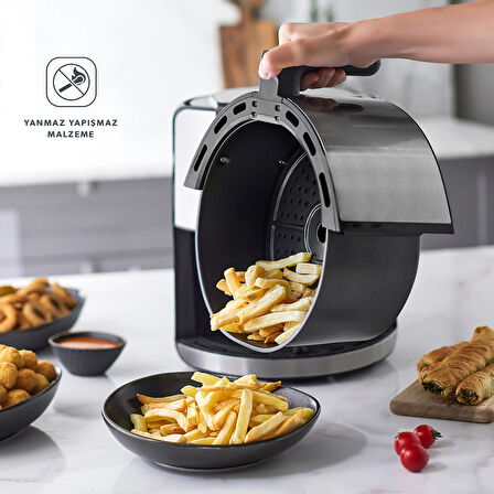 Homend Airfryday 2502H 8 Farklı Program, 5 Litre Dokunmatik Ekranlı Fritöz Inox