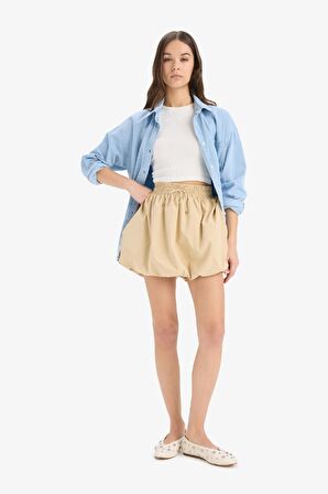 DeFacto Balloon Fit Yüksek Bel Tafta Terry Cotton Mini Etek E6715AX25SPBG793