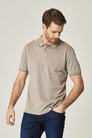 Erkek Çekmeyen Pamuklu Kumaş Regular Fit Geniş Kesim Nefti-beyaz Kıvrılmaz Polo Yaka Cepli Tişört