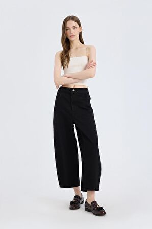 Barrel Fit Normal Bel Bilek Boy Yumuşak Jean Pantolon