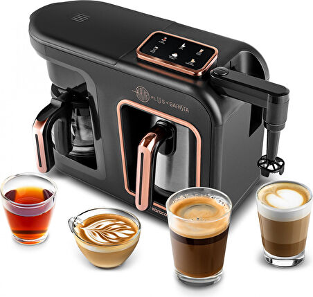 Karaca Hatır Plus Barista Steel 6 in 1 Konuşan Közde Türk Kahve Makinesi Black Copper