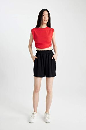 DeFacto Slim Fit Dar Kesim Bisiklet Yaka Basic Düz Kolsuz Kırmızı Tişört A9420AX24SPRD227