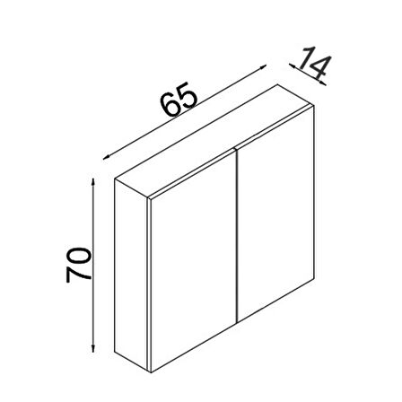 Teta Home Tokyo 65CM Mdf Banyo Üst Aynalı Dolap