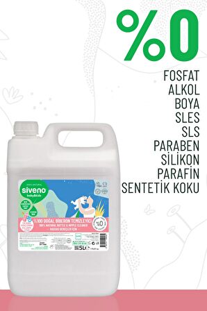 Siveno %100 Doğal Emzik ve Biberon Temizleyicisi Bitkisel Elde Bulaşık Sabunu Nemlendirici Vegan 5000 ml