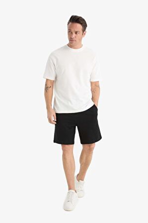 DeFacto Slim Fit Dar Kesim Cepli Pamuklu Basic Düz Bermuda Şort W1105AZ25SPBK81
