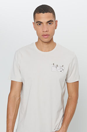 Standart Fit Normal Kesim %100 Pamuk Bisiklet Yaka Tişört