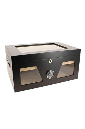 Falconetti Siyah 2 Katlı Camlı Humidor Puro Kutusu rc21
