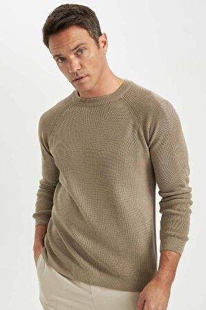 DeFacto Standart Fit Normal Kesim Bisiklet Yaka Basic Düz Triko Kazak A8458AX24WNBG684