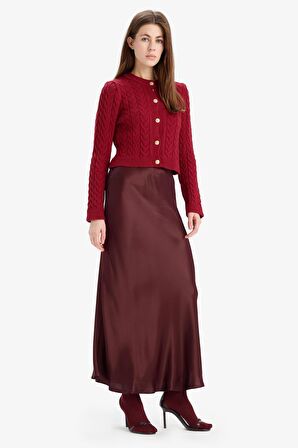 DeFacto A Kesim Normal Bel Saten Midi Etek B1867AX25SPBR234