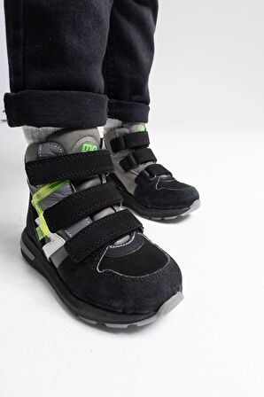 mnpc Erkek Çocuk Siyah Hakiki Deri Anatomik Trekking Bot