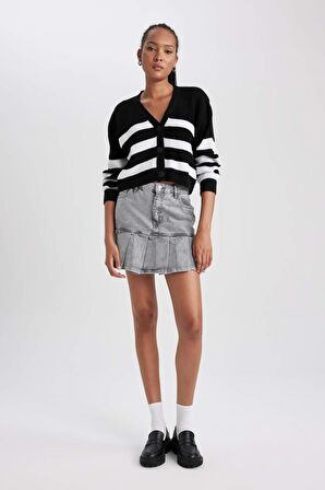 DeFacto A Form Jean Pileli Mini Etek B2152AX23HSNM55