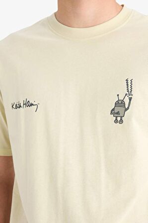 DeFacto %100 Pamuk Keith Haring Boxy Fit Bisiklet Yaka Sırt Baskılı Kısa Kollu Tişört E3257AX25SMER149