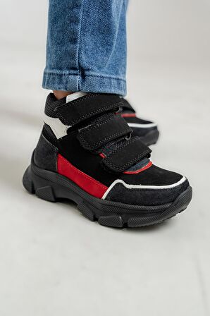 mnpc Erkek Çocuk Siyah Hakiki Deri Anatomik Trekking Bot