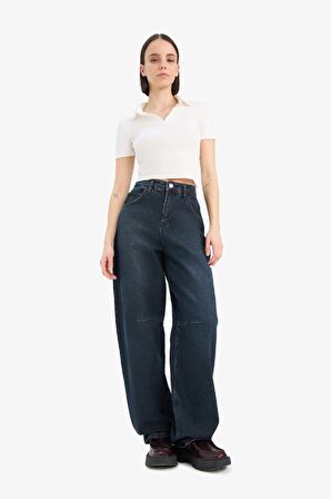 Baggy Fit Yüksek Bel Uzun Jean Pantolon