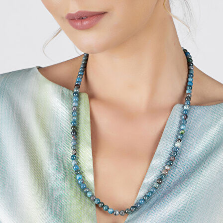 Hem Bileklik - Hem Kolye - Hem Tesbih 99'lu Apatite Doğaltaş Aksesuar