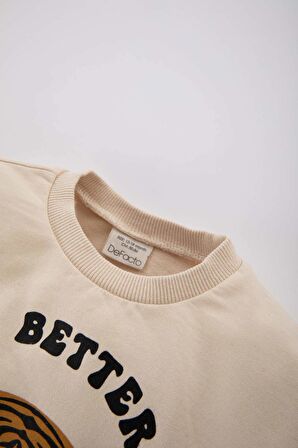 DeFacto Erkek Bebek Bisiklet Yaka Kaplan Baskılı Sweatshirt C0635A524SPER42