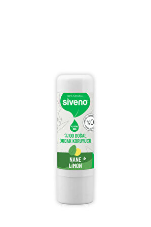 Siveno %100 Doğal Dudak Koruyucu Nane & Limon Bitkisel Lipbalm Krem Nemlendirici Parlatıcı Onarıcı 6 G