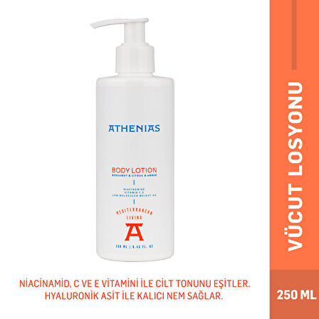 ATHENIAS Niacinamide, E Ve C Vitamini Içeren Vücut Losyonu 250 ml Uzun Süre Nem