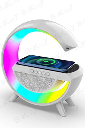 Telefon Kablosuz Hızlı Şarj Aleti Masa Lambası Bluetooth Hoparlör Speaker Gece Lambası Led G Lamba