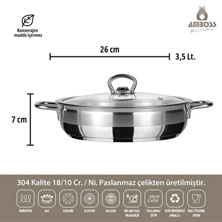 SAPHİRE SAPHİRE 26X07 BASIK TENCERE CAM KAPAK
