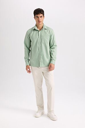 DeFacto Regular Fit Polo Yaka Gabardin Uzun Kollu Gömlek D4934AX24AUKH434