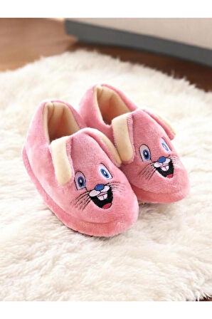 Çocuk Yumuşak Panduf ,Çocuk Ev ayakkabısı Çocuk Patik Hayvan Figürlü Panduf pembe / 21-22