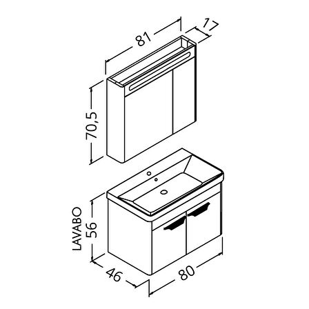 MAUNA 80 CM BANYO DOLABI BEYAZ - BOY DOLAP HARİÇ 