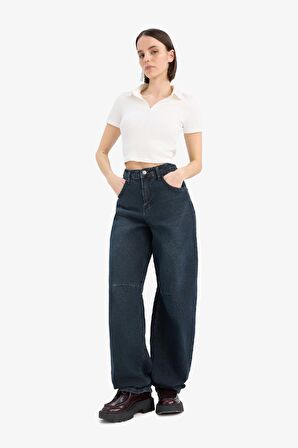 Baggy Fit Yüksek Bel Uzun Jean Pantolon