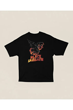 Black Sabbath Müzik Grubu Baskılı Unisex Oversize Tişört