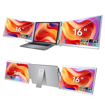NPO NPM11 16" FHD 1200p IPS Type-C Taşınabilir 2'li Monitör Çoklayıcı Standlı Notebook Monitör