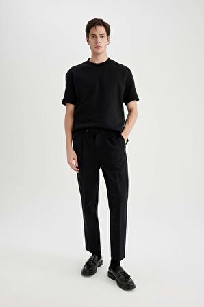 DeFacto Twill Yazlık Kumaş Pantolon Tailored Regular Fit Normal Kesim Keten Karışımlı Düz Paça B6670AX24SPBK27