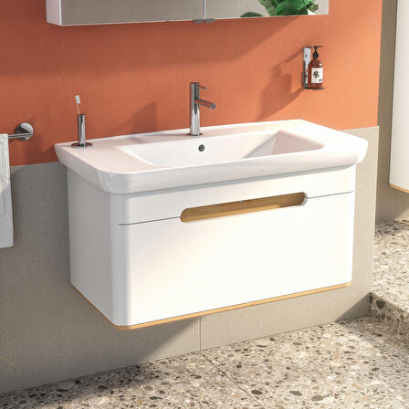 VitrA Sento 60814 Lavabo Dolabı, Tek Çekmeceli, 100 cm, Mat Beyaz