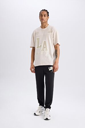 DeFactoFit NBA Los Angeles Lakers Oversize Geniş Kalıp Bisiklet Yaka Kısa Kollu Pike Tişört D8551AX25SPBG745