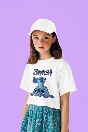 Tasarım Stitch Baskılı Unisex Çizgi Film Çocuk Tişört (1-12 YAŞ)