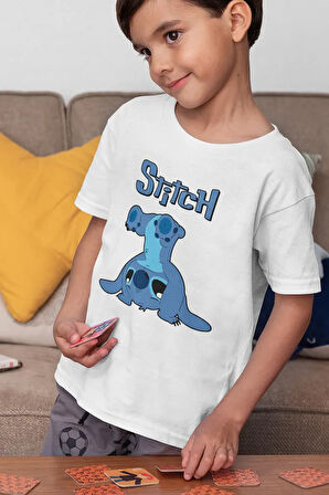 Tasarım Stitch Baskılı Unisex Çizgi Film Çocuk Tişört (1-12 YAŞ)