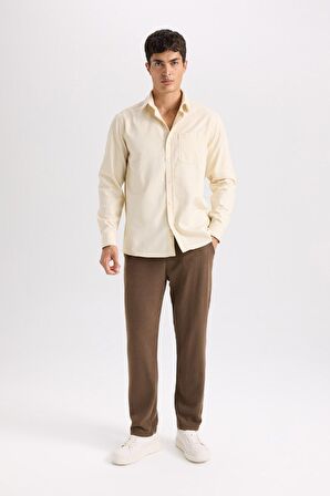 DeFacto Regular Fit Polo Yaka Gabardin Uzun Kollu Gömlek D4934AX24AUBG760