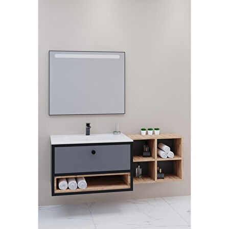 ESPERO 145 CM BEYAZ LAVABOLU BANYO DOLABI - BOY DOLAP HARİÇ