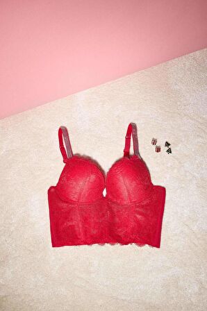 DeFacto Fall in Love Dantelli Dolgulu Kırmızı Bra D6410AX24WNRD59