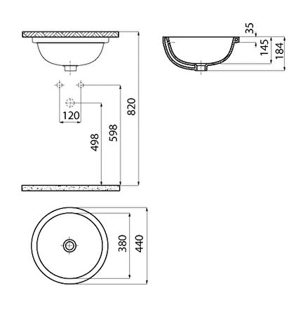 Creavit Mare 38x38 cm Tezgah Altı Lavabo MA037