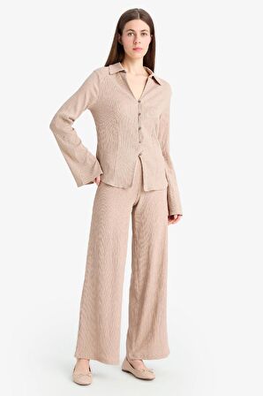 DeFacto Wide Leg Esnek Belli Geniş Paça Bürümcük Pantolon F0057AX25SPBG210